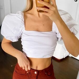New ZARA Crop Top Puff Sleeves Size M